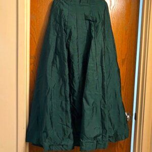 Green taffeta elastic-waist maxi skirt - very full A-line flared. Size M-L